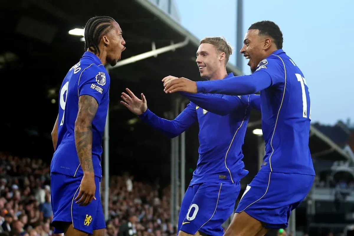 Chelsea players celebrating a goal during match
