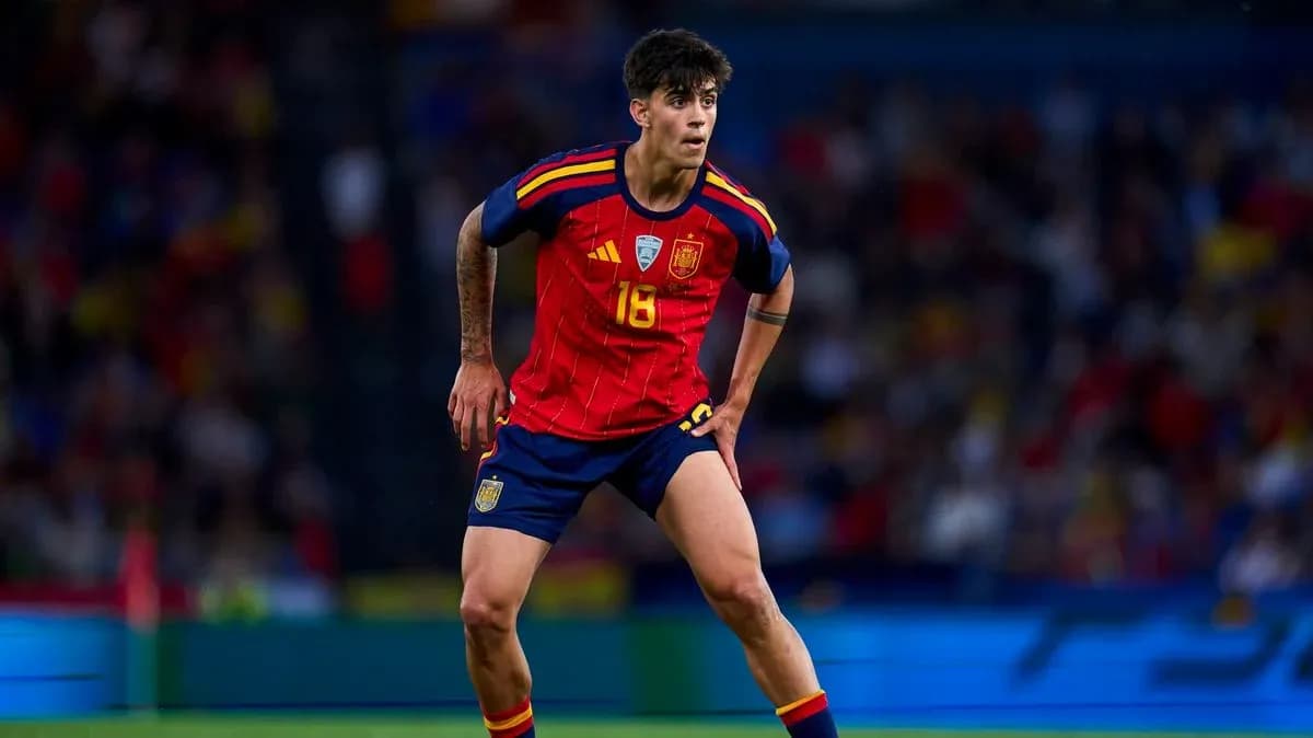 Player in Spain jersey during football match