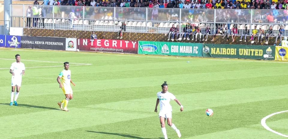 GOR Mahia players in action against Nairobi United