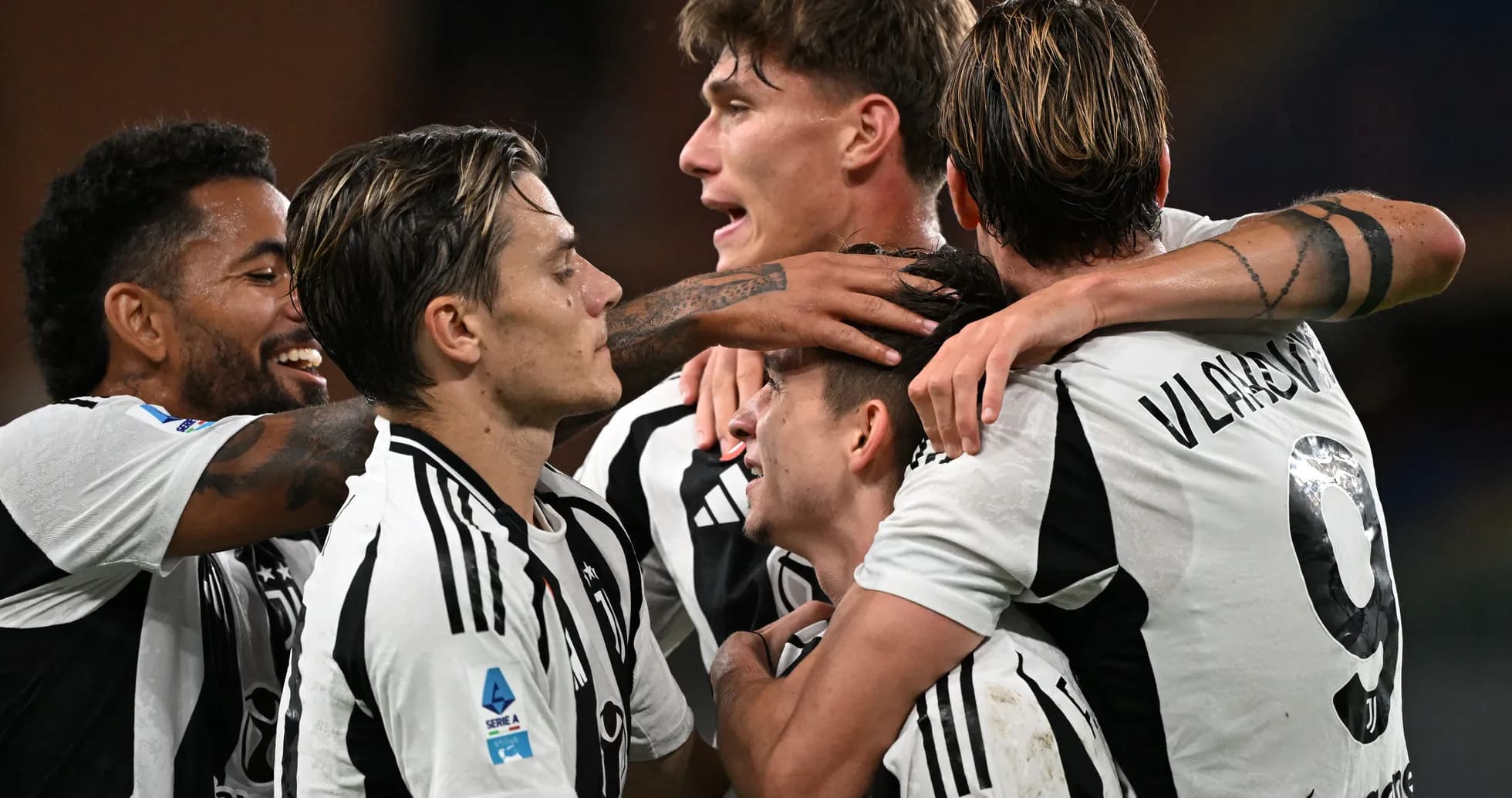 Juventus players celebrating a goal during match