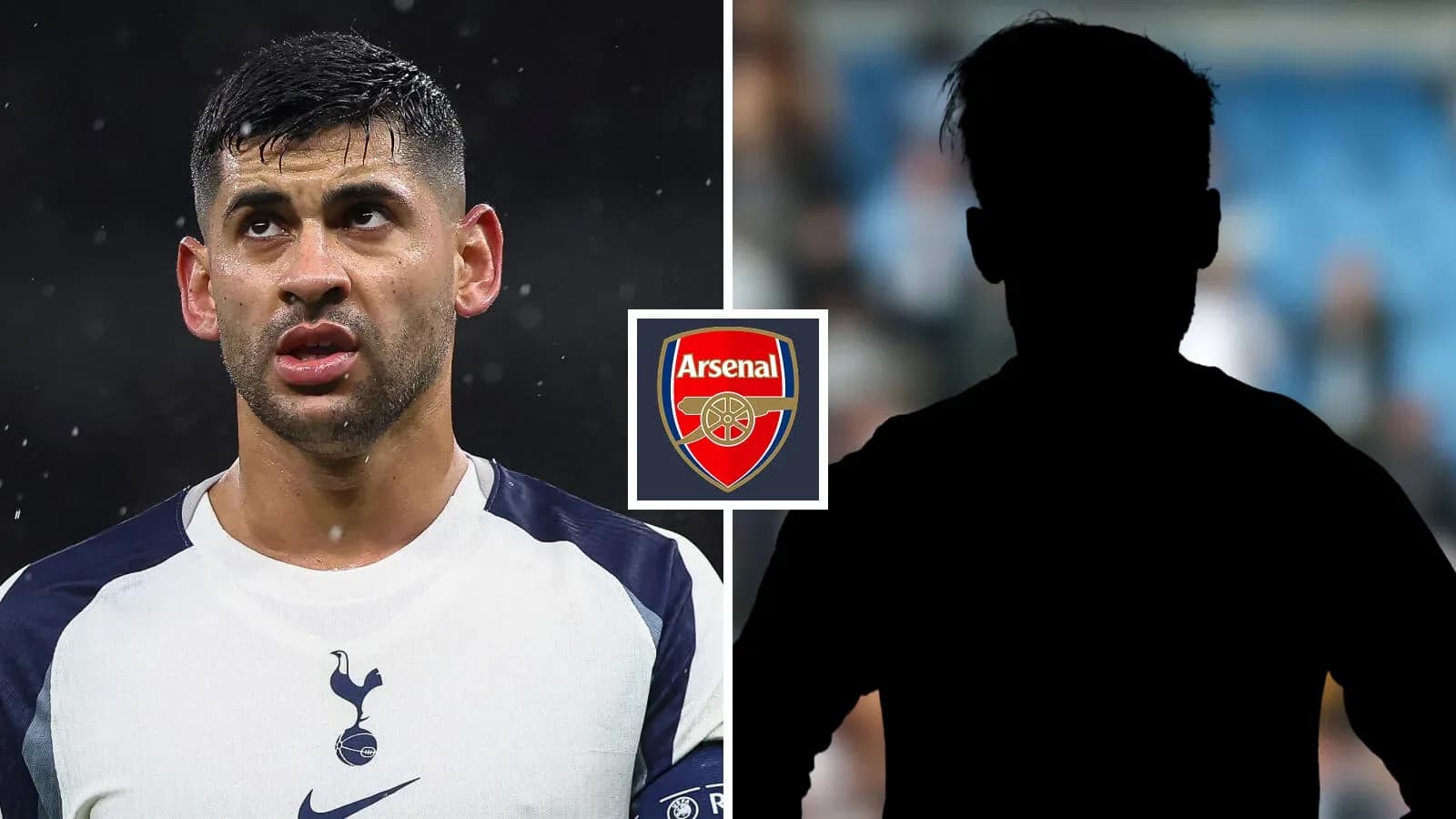 Player from Tottenham with Arsenal logo overlay