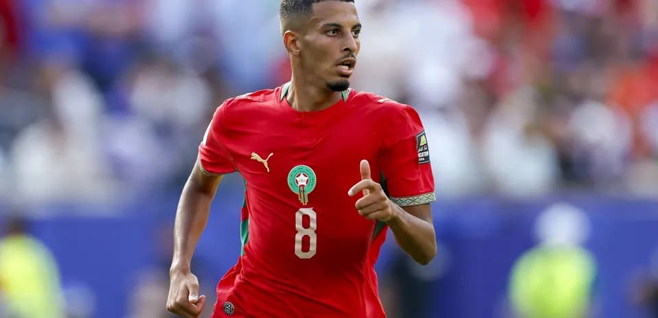 Player wearing Morocco jersey during match action