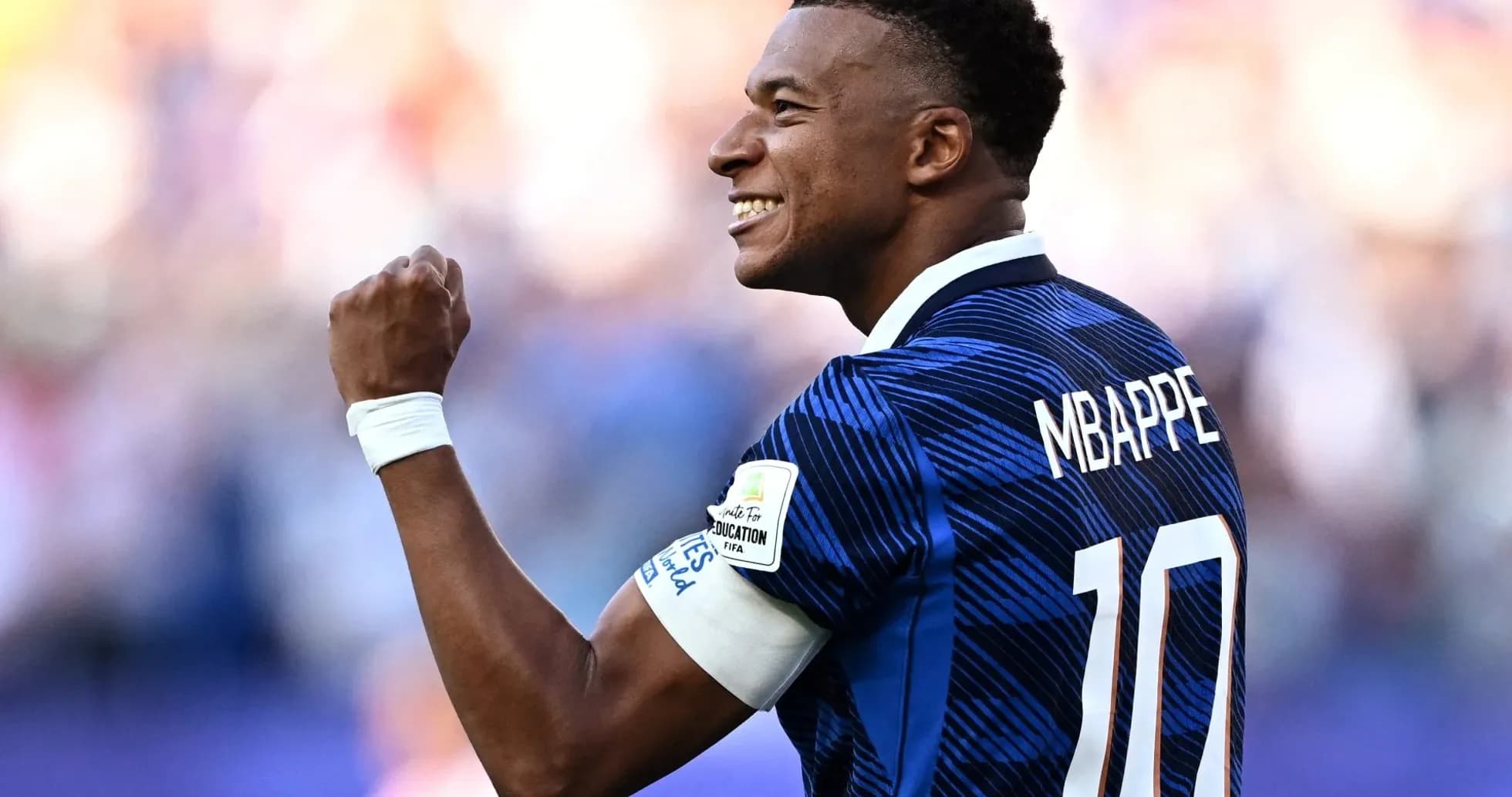 Player celebrating with fist pump on field