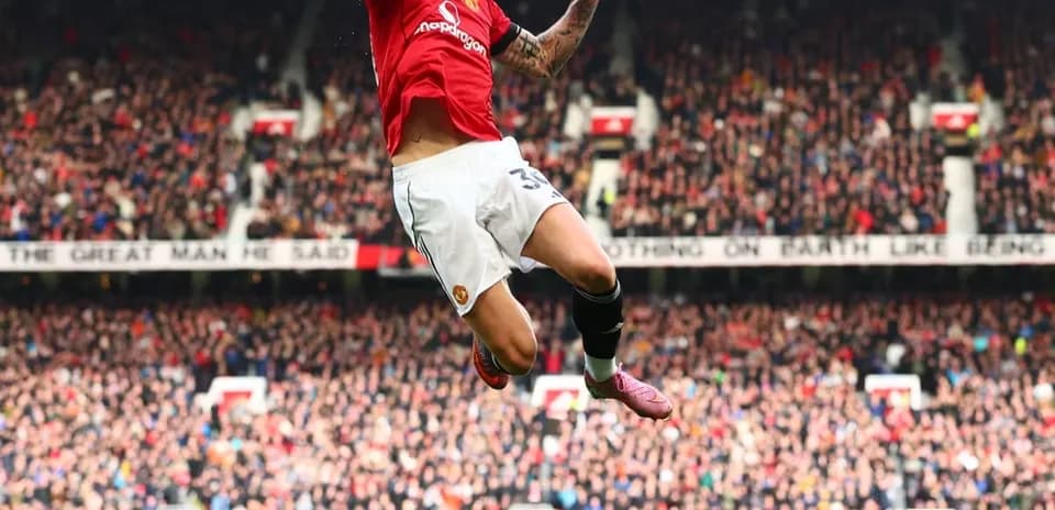 Manchester United player celebrating a goal