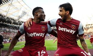 West Ham players celebrating during match
