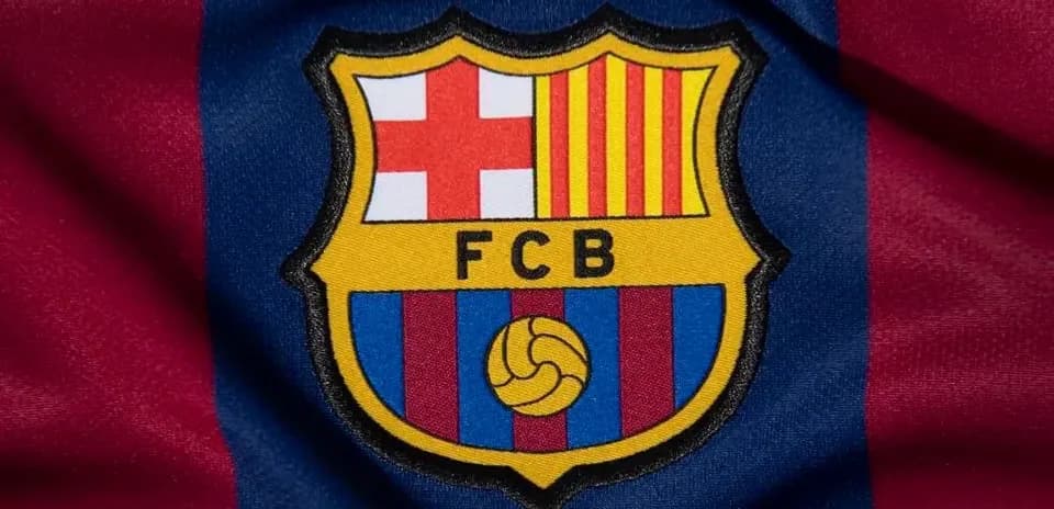 FC Barcelona crest on team jersey fabric