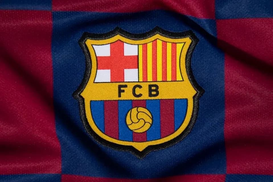 FC Barcelona crest on team jersey fabric