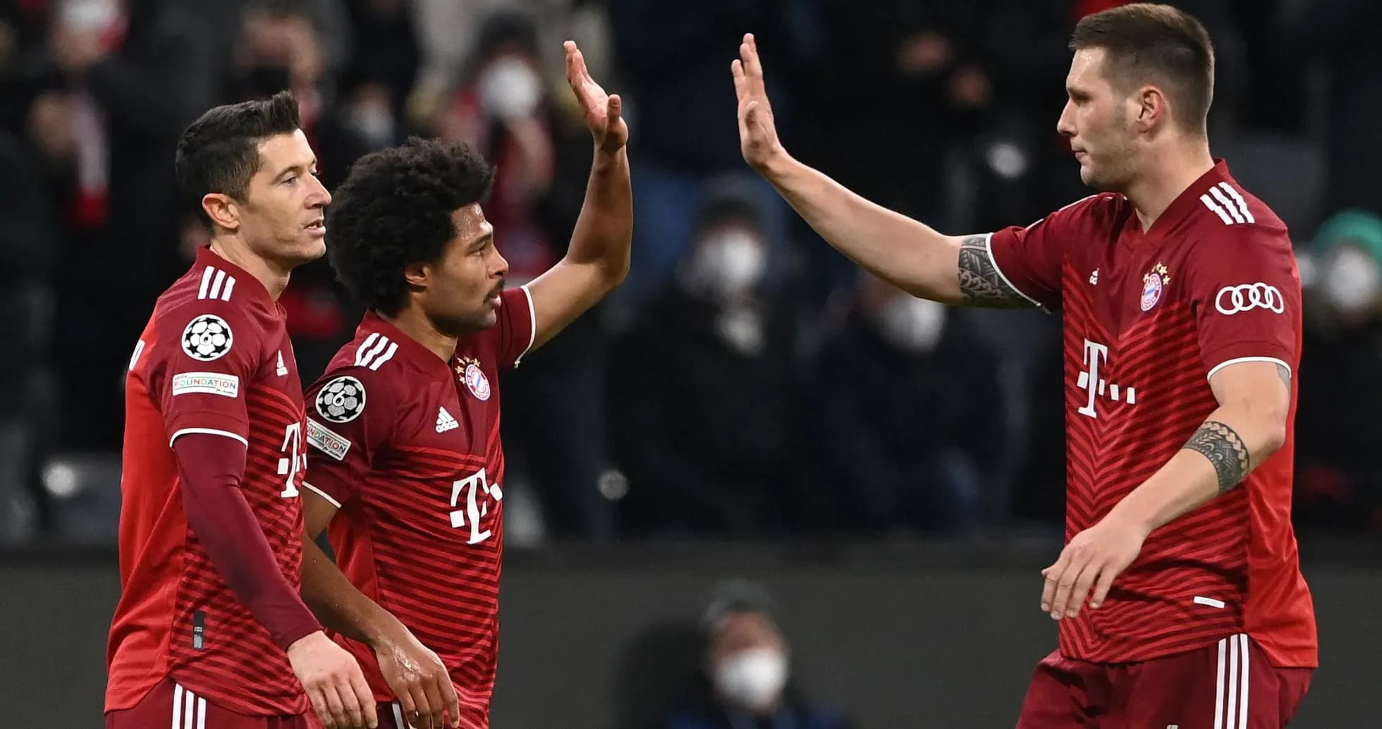 Bayern Munich players celebrating during a match