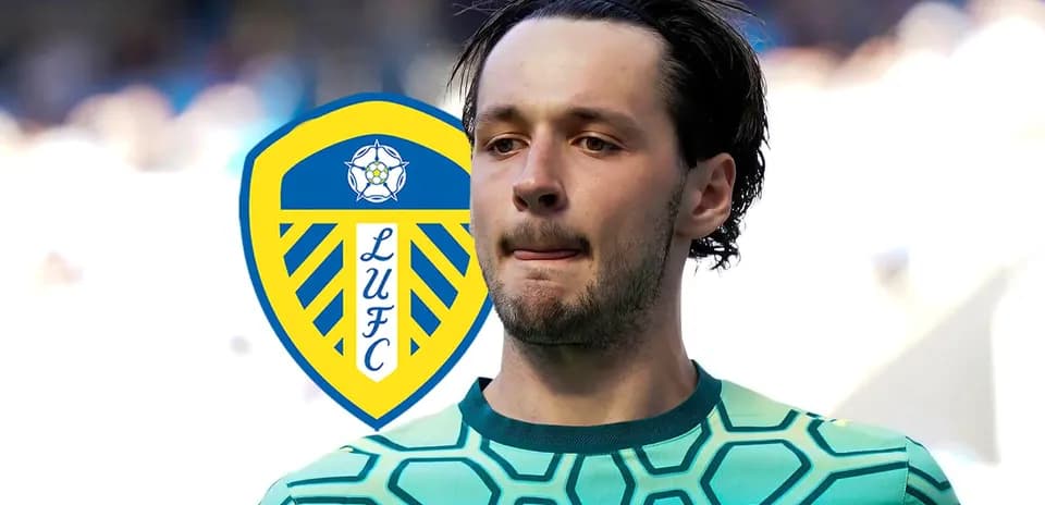 Player in goalkeeper jersey with Leeds United logo