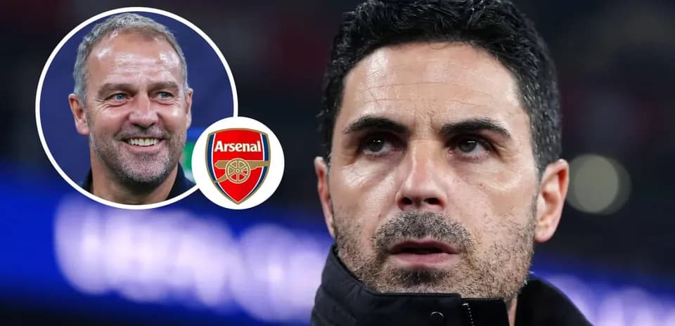 Mikel Arteta with Arsenal logo and other coach's image