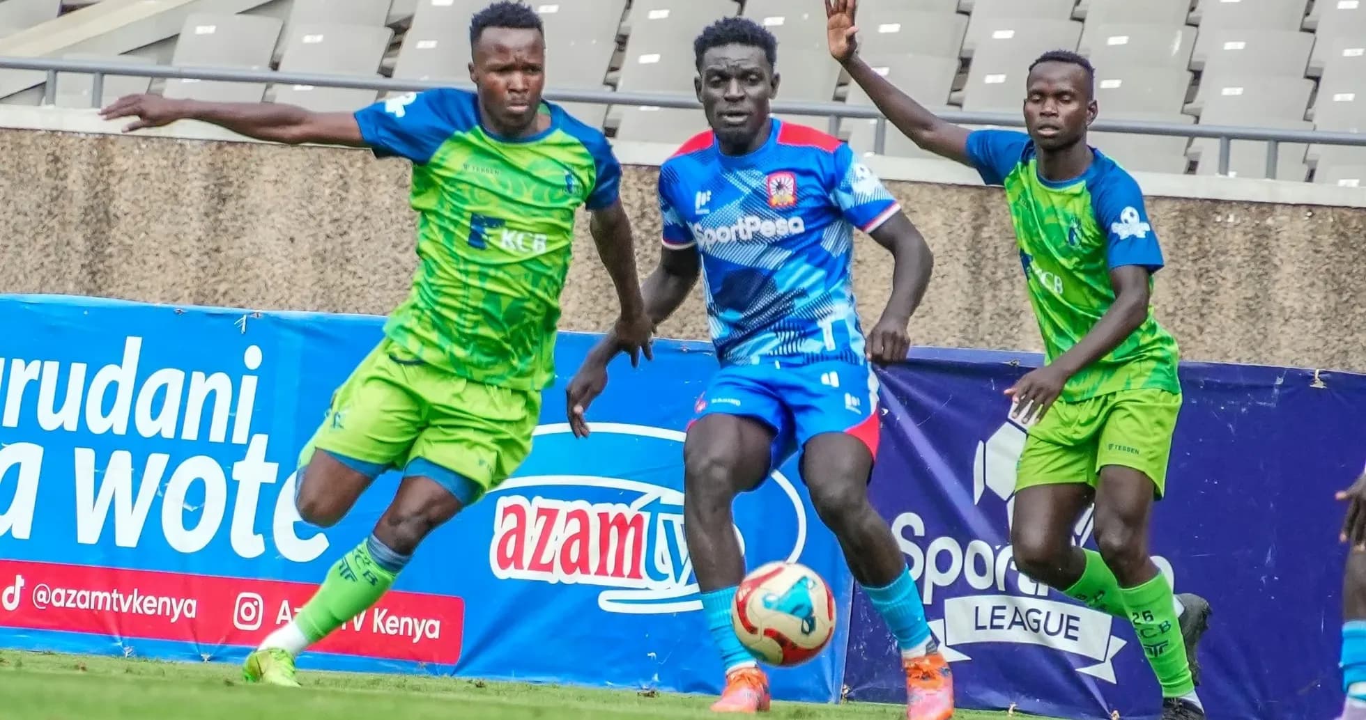 Players competing for the ball in FKF Premier League