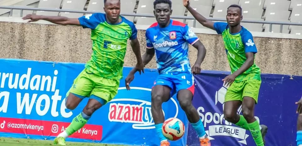 Players competing for the ball in FKF Premier League