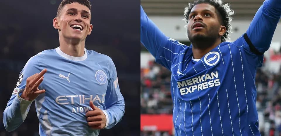 Players celebrating during Manchester City vs Brighton match