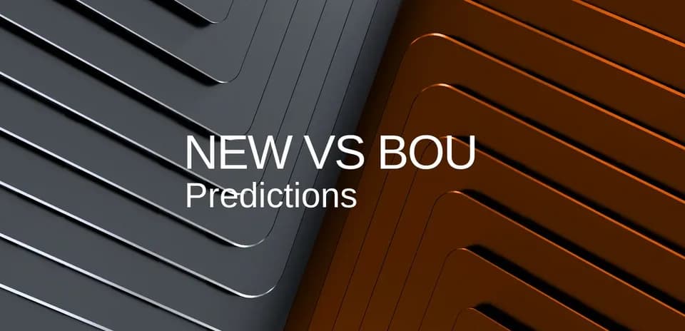 Graphic displaying predictions for NEW vs BOU match
