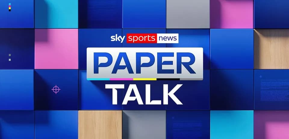 Sky Sports News Paper Talk graphic with colorful tiles