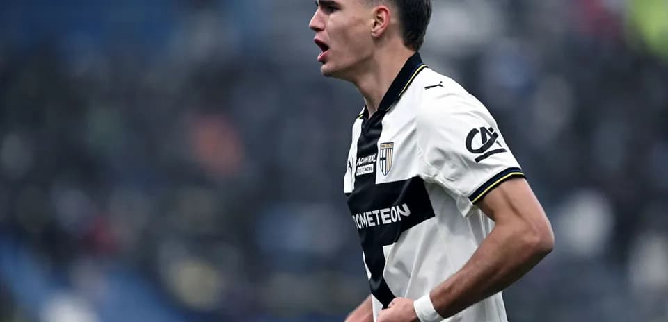 Player celebrating during Parma vs Sassuolo match