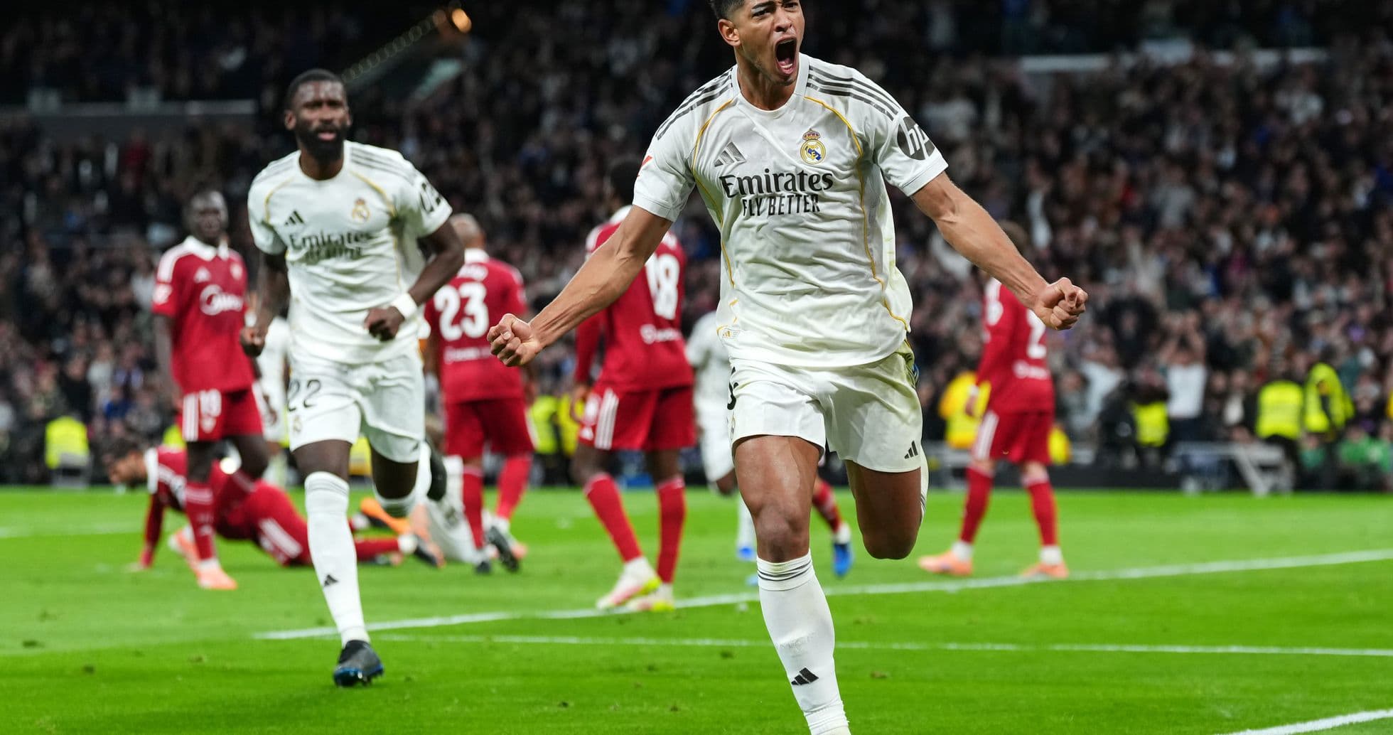 Real Madrid player celebrating goal during match