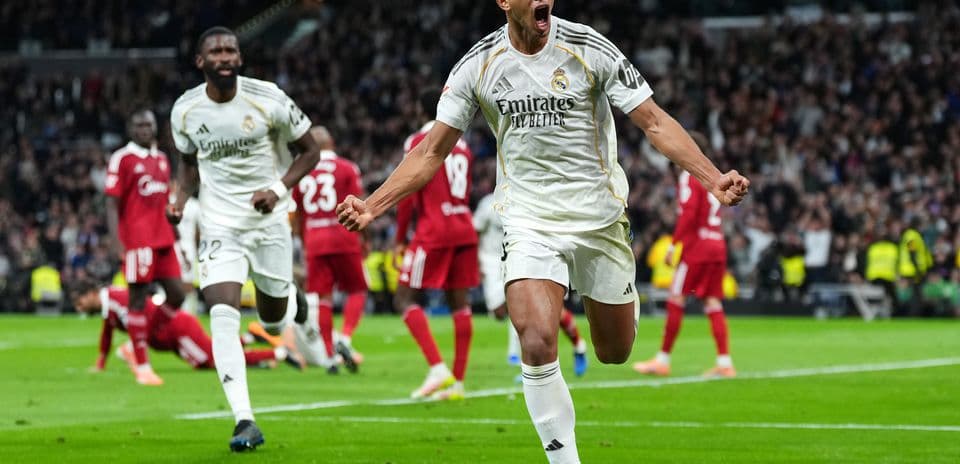 Real Madrid player celebrating goal during match