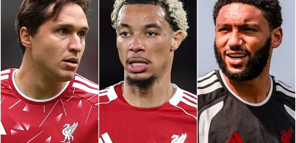 Three Liverpool FC players in training attire