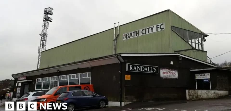 Exterior view of Bath City FC stadium and entrance