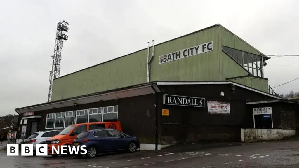 Exterior view of Bath City FC stadium and entrance