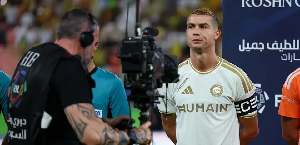 Cristiano Ronaldo at pre-match interview with camera crew