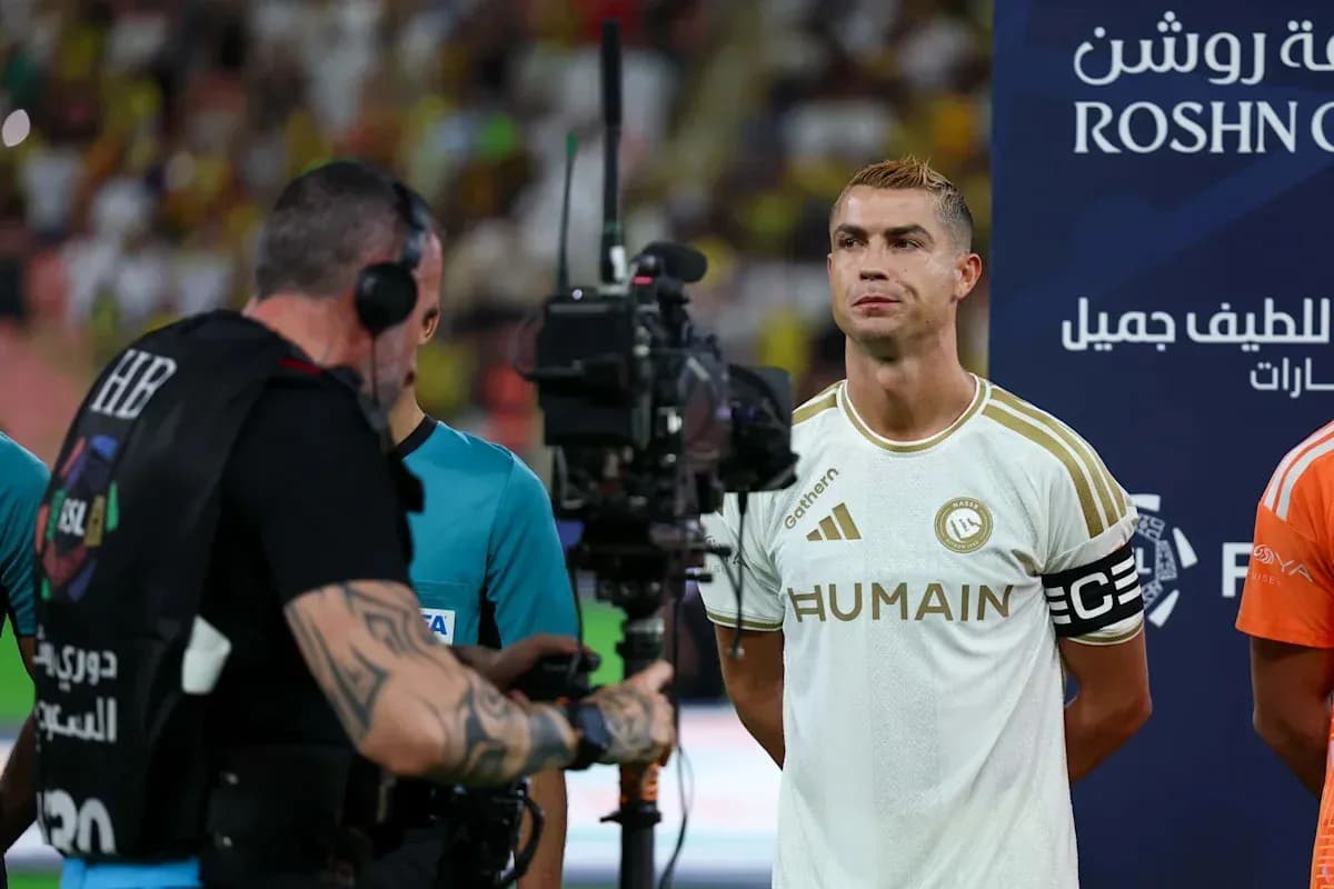 Cristiano Ronaldo at pre-match interview with camera crew