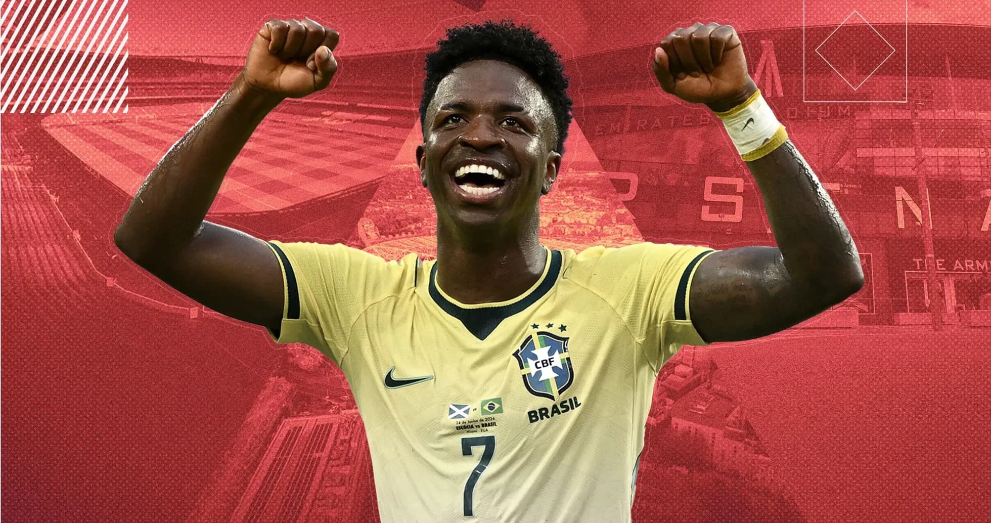 Player celebrating in Brazil national team jersey