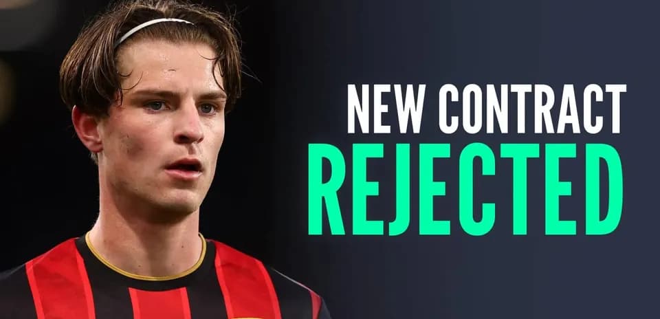 Player in AFC Bournemouth kit with contract news text