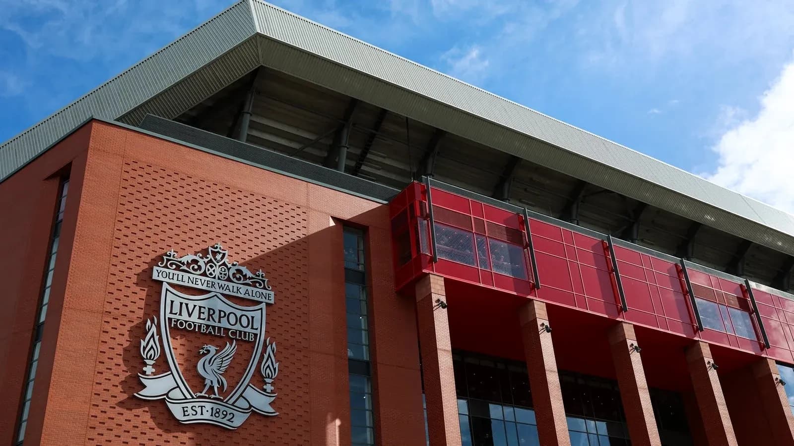 Exterior view of Liverpool Football Club stadium
