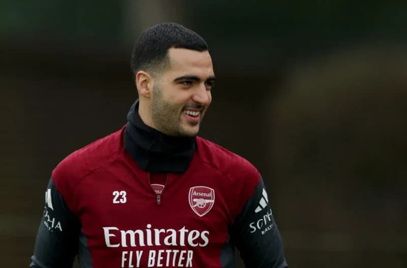Arsenal player smiling during training session