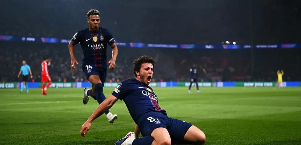 PSG player celebrating during Champions League match