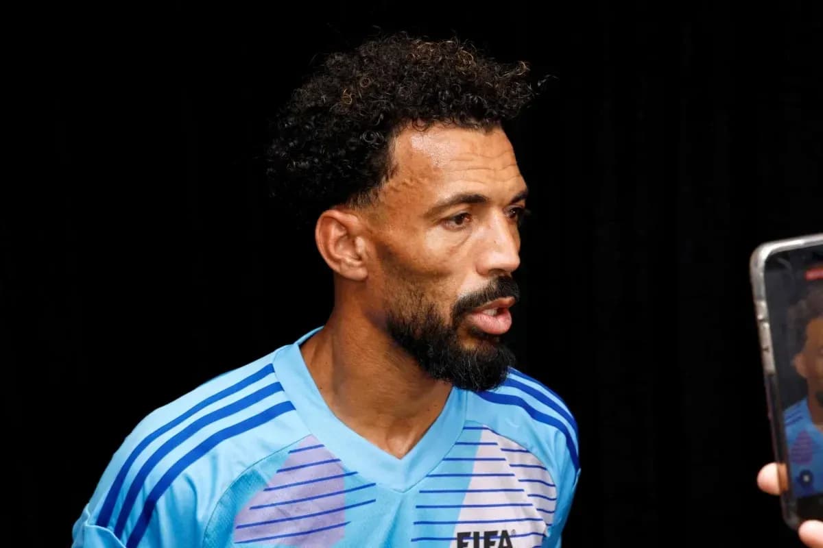 Goalkeeper speaking during media interview session