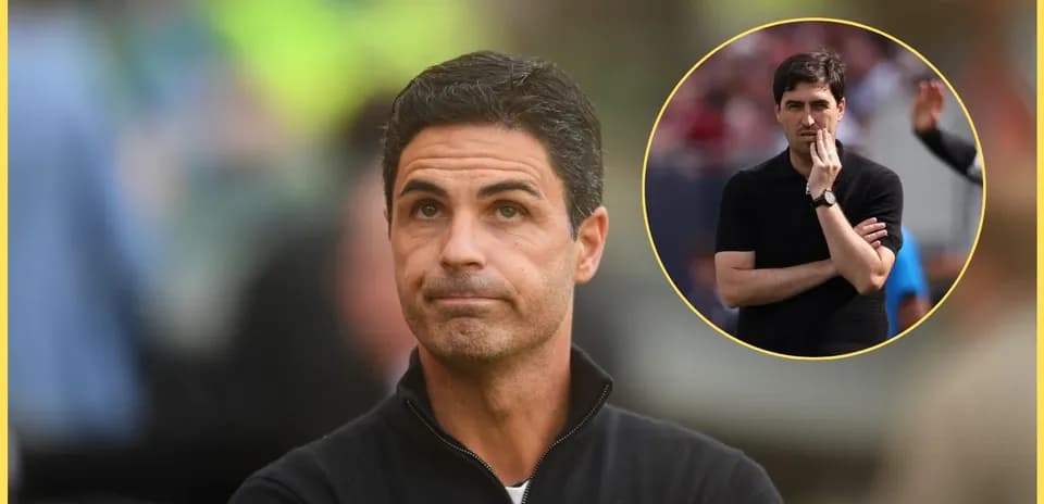 Two football managers observing the match