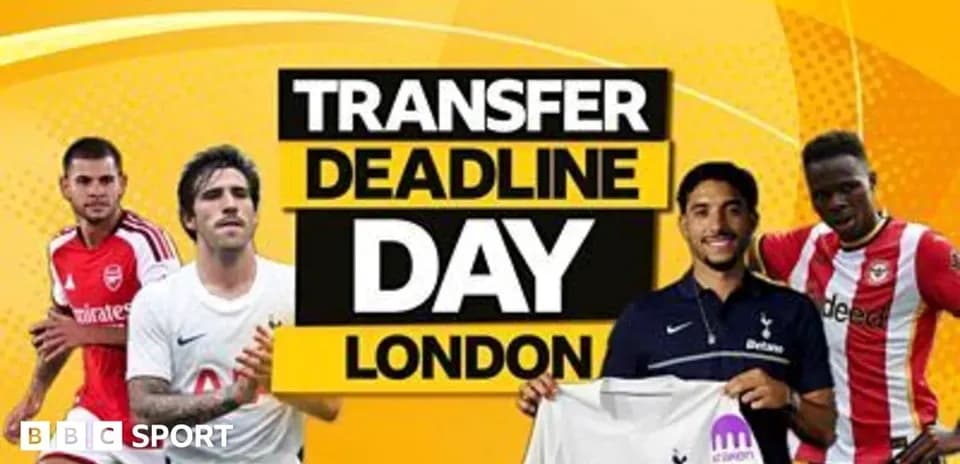 Transfer deadline day graphic featuring player images