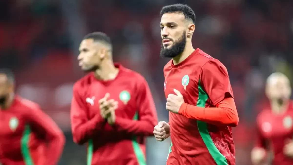 Morocco players warming up before match