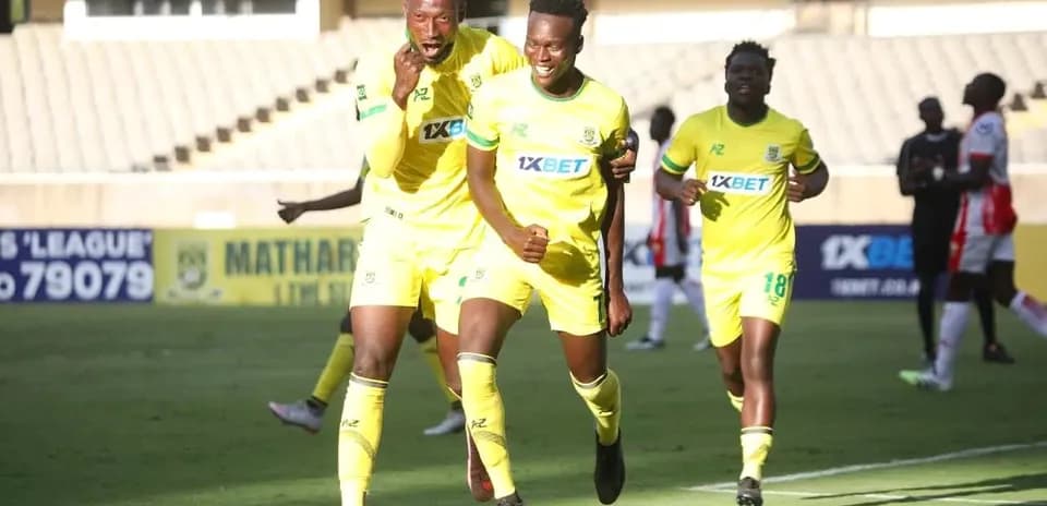 Players celebrating goal during Mathare United match