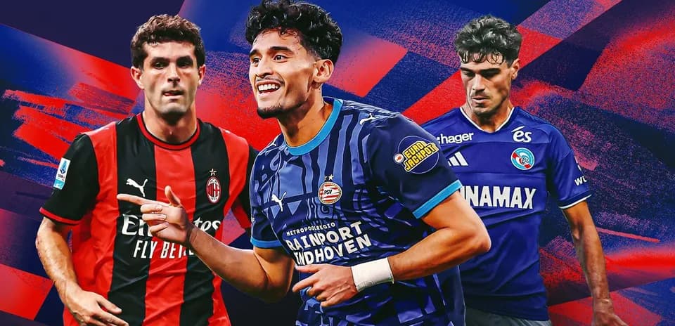 Three football players from different teams in action