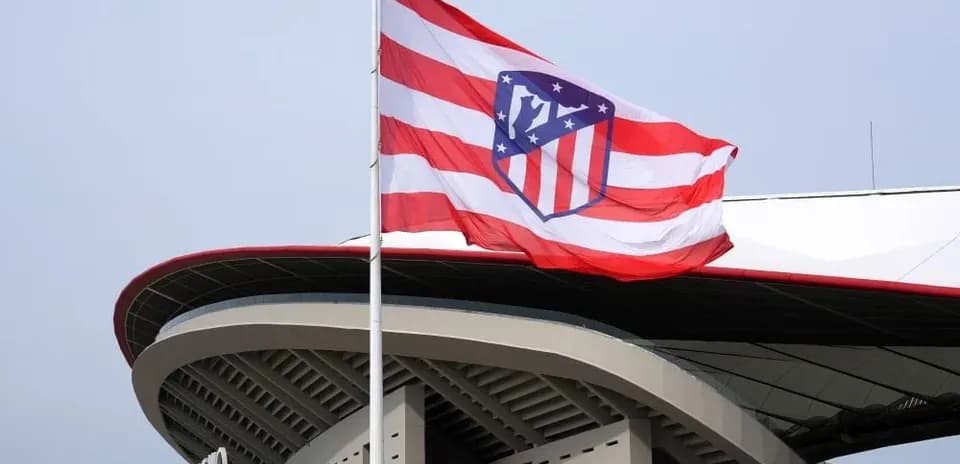 Atletico Madrid flag waving at stadium