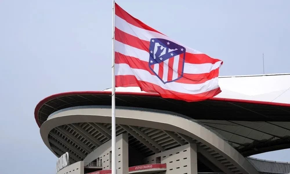 Atletico Madrid flag waving at stadium