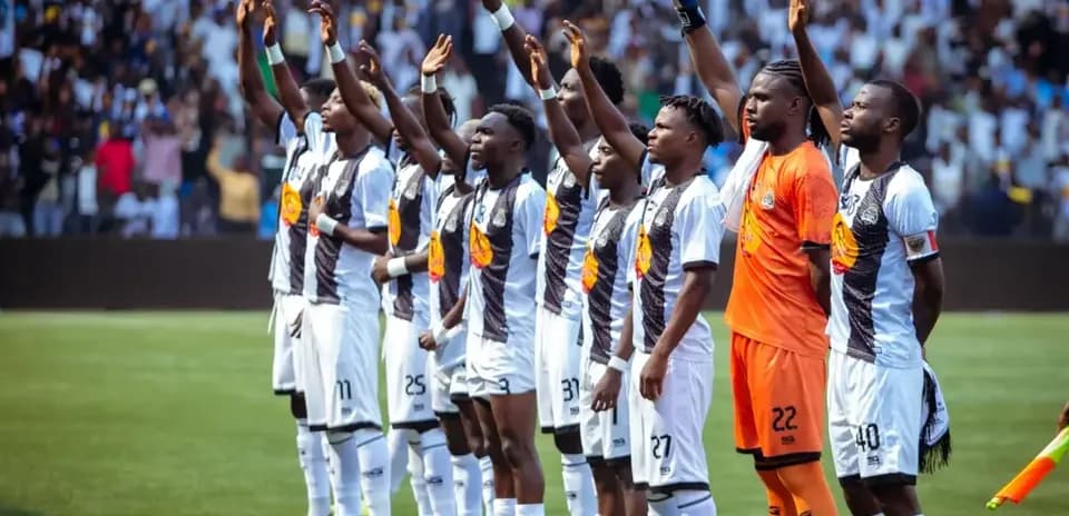 TP Mazembe players during pre-match ceremony