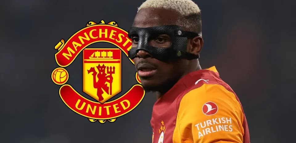 Player wearing mask with Manchester United logo background