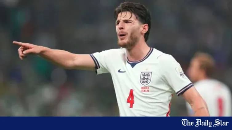 Player gesturing during England match on field