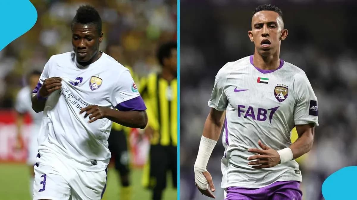 Two players in Al Ain FC jerseys during match