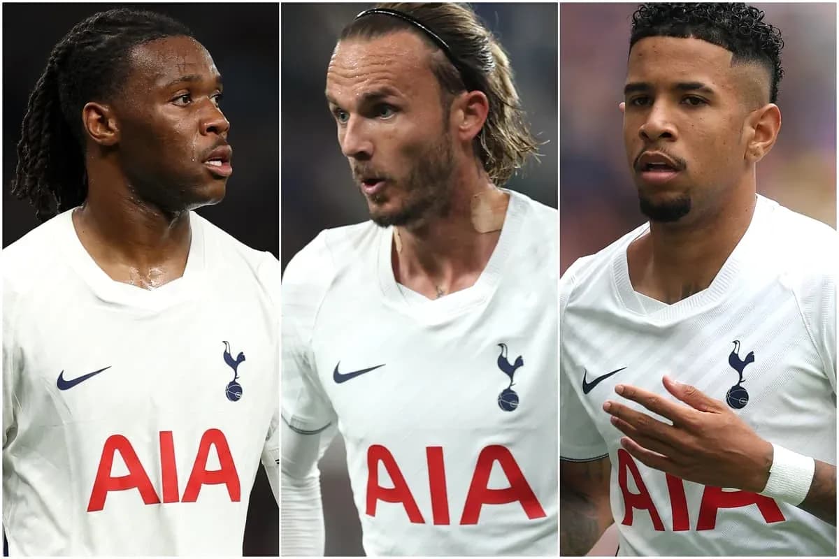 Three Tottenham players in white kits during match