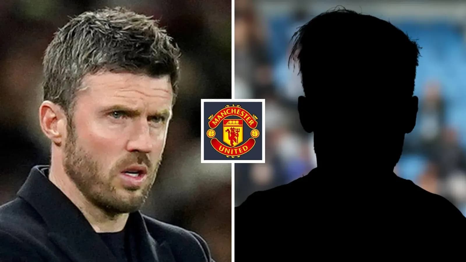 Manager and silhouette of player with Manchester United logo