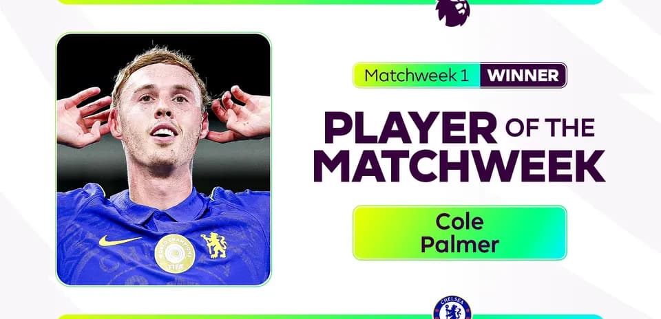 Cole Palmer celebrating as Player of the Matchweek