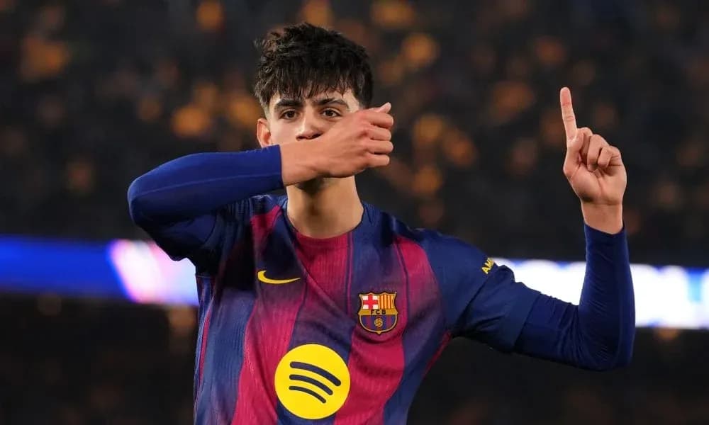 Player celebrating a goal with one finger raised