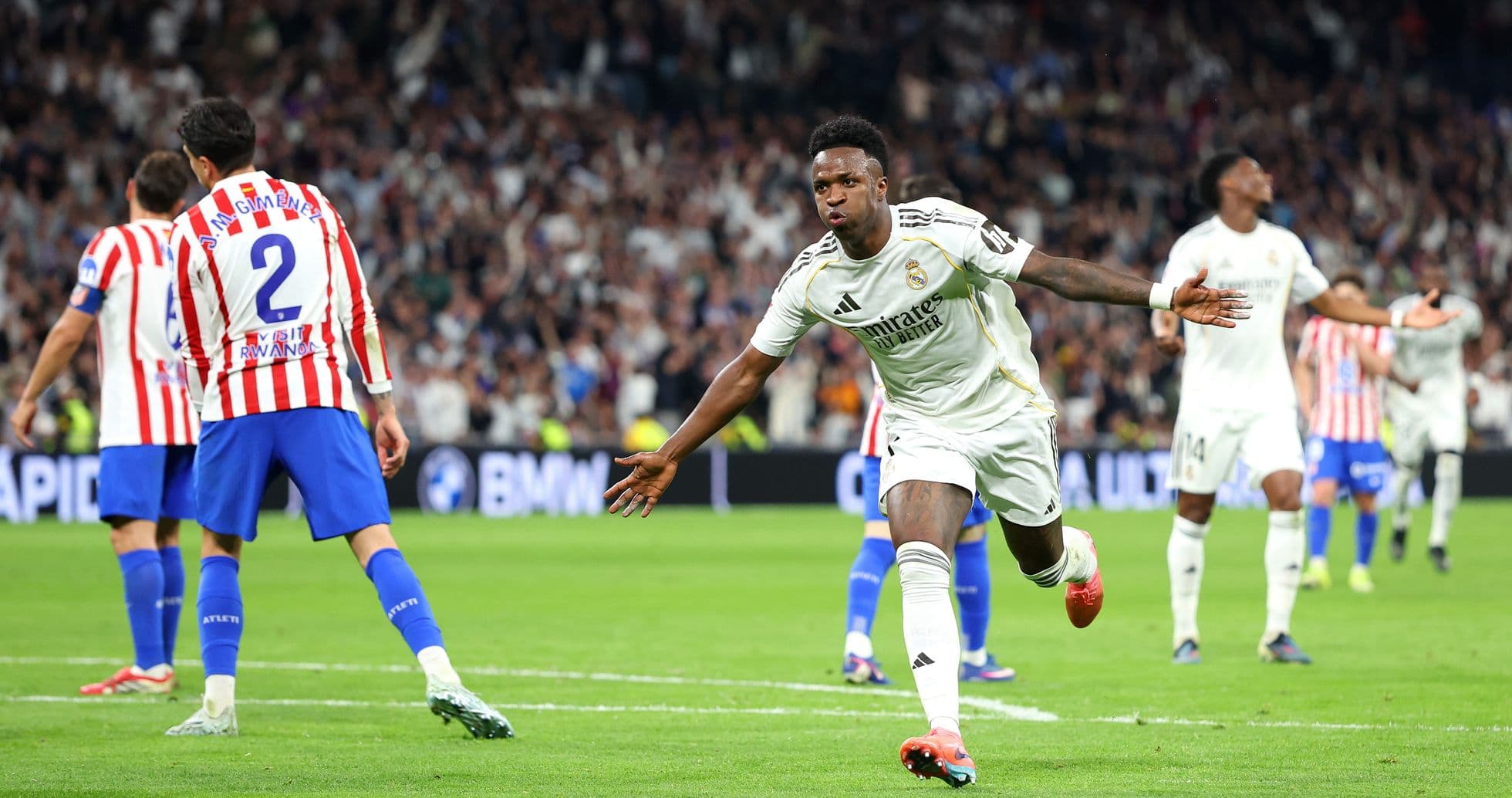 Vinicius Jr celebrating goal against Atletico Madrid