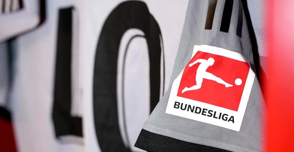 Close-up of Bundesliga logo on football jersey